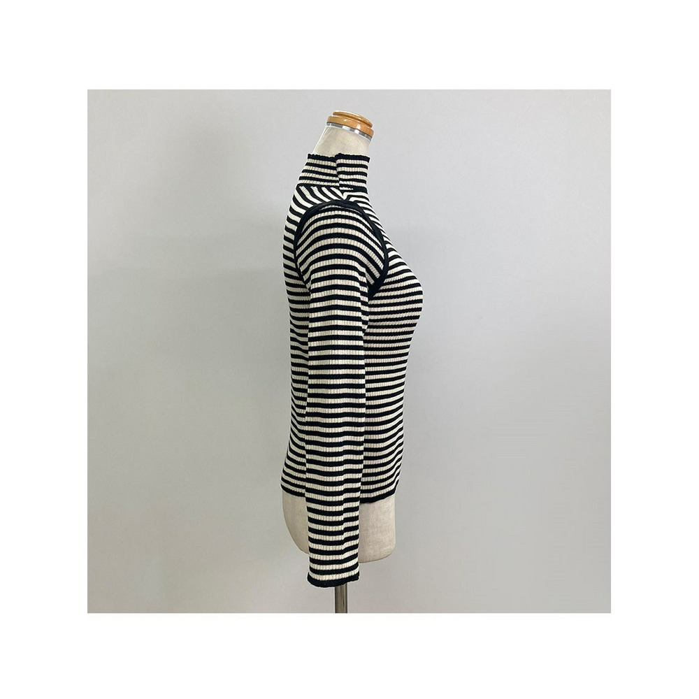 配色パイピングボーダーリブニット 大きいサイズ レディース6