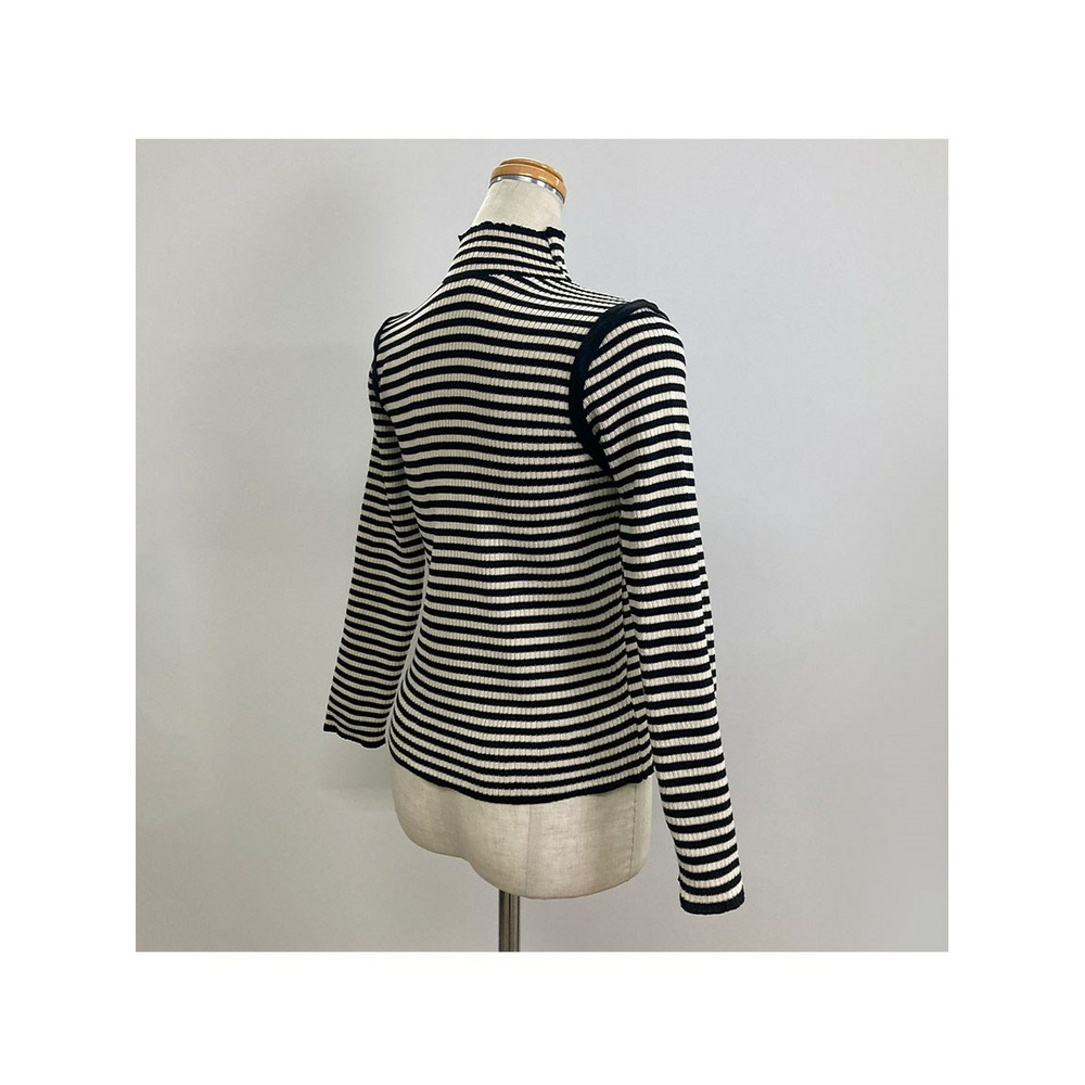 配色パイピングボーダーリブニット 大きいサイズ レディース7