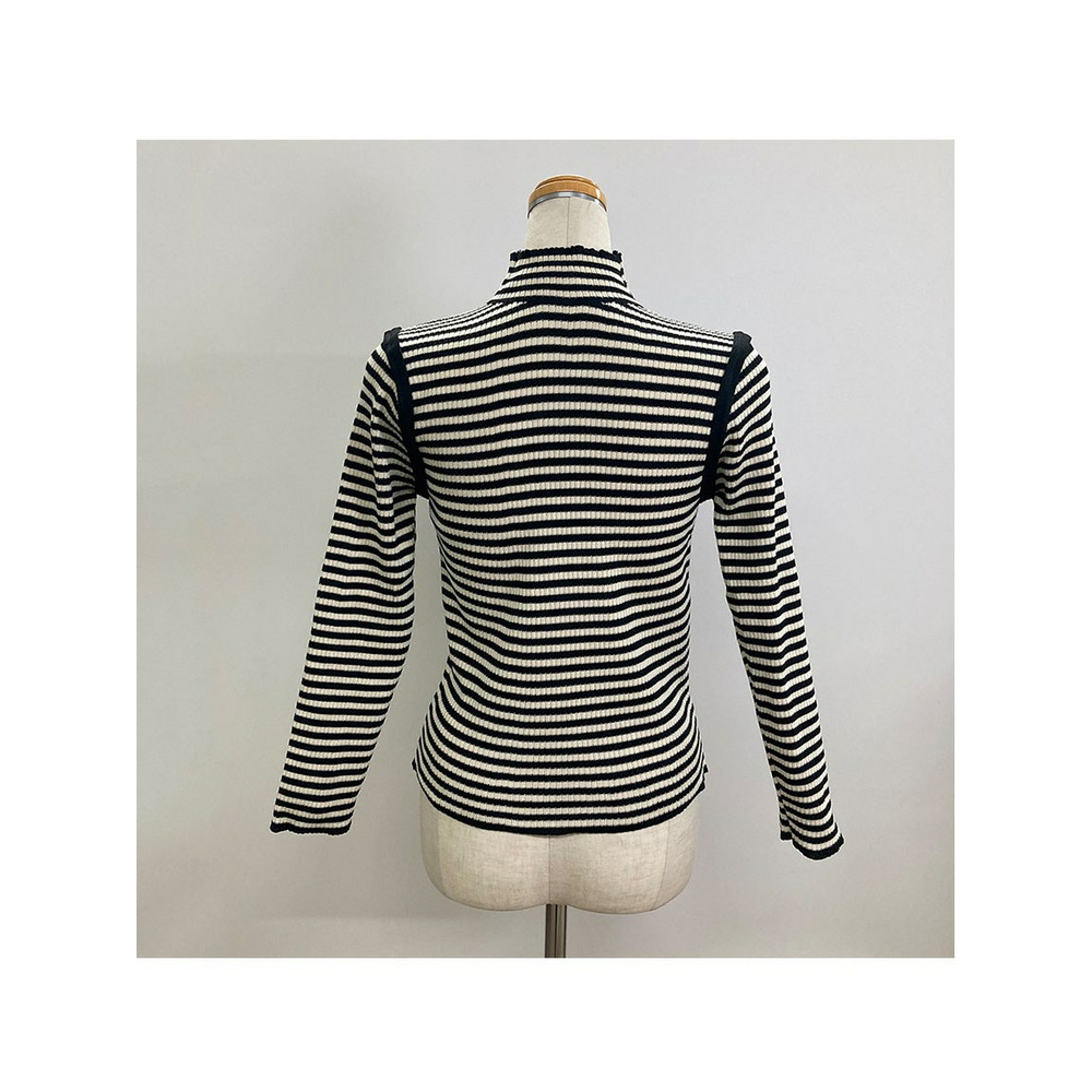 配色パイピングボーダーリブニット 大きいサイズ レディース8