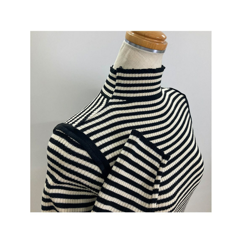 配色パイピングボーダーリブニット 大きいサイズ レディース9