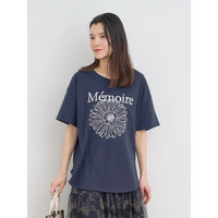 【接触冷感】フラワー×ロゴ刺繍Tシャツ