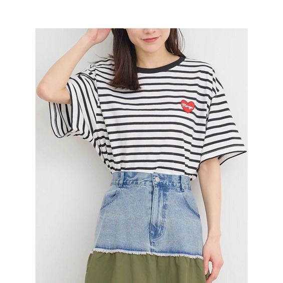 【接触冷感】ハートワッペンTシャツ【アリノマ/Alinoma】 【接触冷感】ハートワッペンTシャツ【アリノマ/Alinoma】