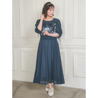 刺繍レースドロストドレス