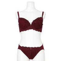 [D85-H95]プリーツレースブラ＆ショーツ(モールドカップ)