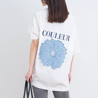 デニムフラワー刺繍Tシャツ