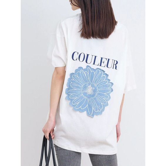 デニムフラワー刺繍Tシャツ【アリノマ/Alinoma】 デニムフラワー刺繍Tシャツ【アリノマ/Alinoma】