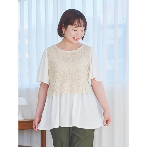 かぎ針ドッキングプルオーバー【アリノマ/Alinoma】 かぎ針ドッキングプルオーバー【アリノマ/Alinoma】