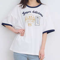ハンバーガープリントリンガーTシャツ