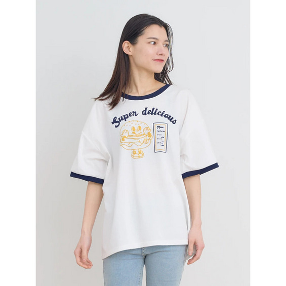 ハンバーガープリントリンガーTシャツ【アリノマ/Alinoma】 ハンバーガープリントリンガーTシャツ【アリノマ/Alinoma】