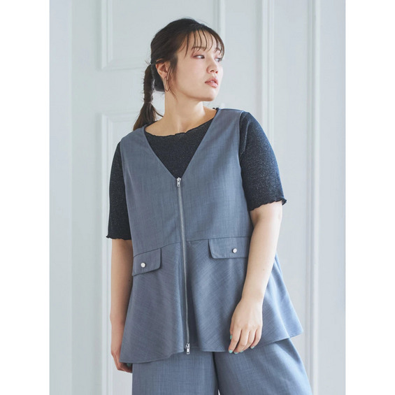 5分袖ラメテレコトップス【アリノマ/Alinoma】 5分袖ラメテレコトップス【アリノマ/Alinoma】