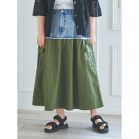 【WEB限定】デニム×ナイロン切り替えカーゴスカート