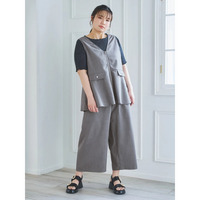 [SET]ZIPベスト×ワイドパンツ