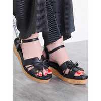 【la farfa SHOES/ラ・ファーファシューズ】リボンウエッジサンダル