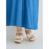【la farfa SHOES/ラ・ファーファシューズ】リボンウエッジサンダル