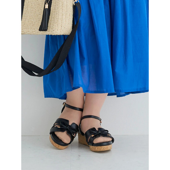 【la farfa SHOES/ラ・ファーファシューズ】リボンウエッジサンダル【アリノマ/Alinoma】 【la farfa SHOES/ラ・ファーファシューズ】リボンウエッジサンダル【アリノマ/Alinoma】