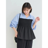 ストライプ柄シャツドッキングトップス