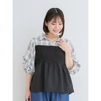 チェック柄シャツドッキングトップス