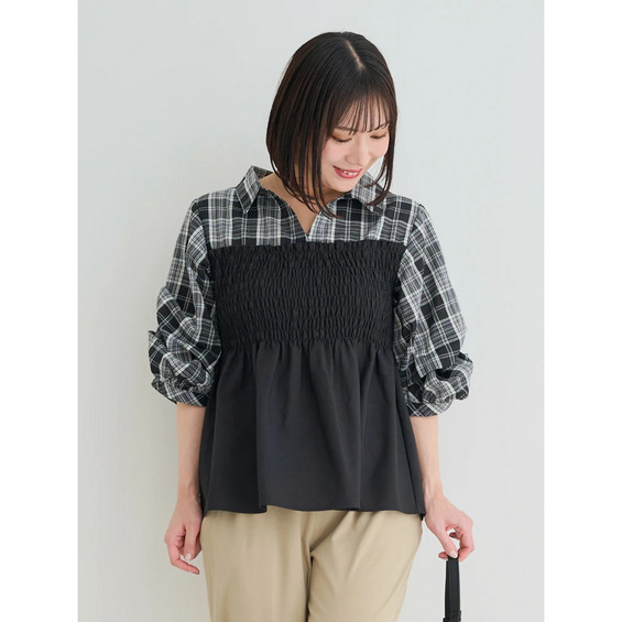 チェック柄シャツドッキングトップス【アリノマ/Alinoma】 チェック柄シャツドッキングトップス【アリノマ/Alinoma】