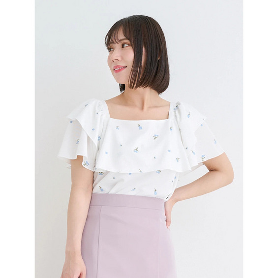 【WEB限定】フラワー刺繍フリルトップス【アリノマ/Alinoma】 【WEB限定】フラワー刺繍フリルトップス【アリノマ/Alinoma】