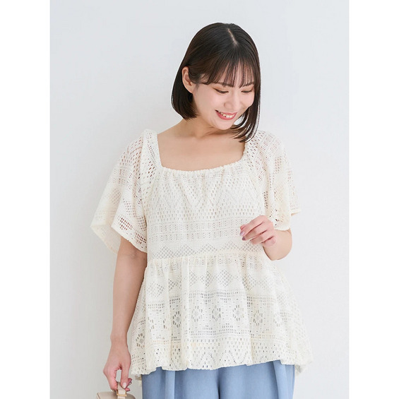 レースバルーンスモックブラウス【アリノマ/Alinoma】 レースバルーンスモックブラウス【アリノマ/Alinoma】
