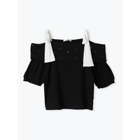 【WEB限定】ビジュー付きショルダーリボンオフショルトップス