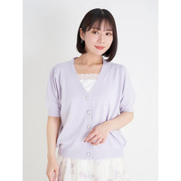 【WEB限定】［接触冷感・UV］パールボタン×ラインストーンニットカーディガン