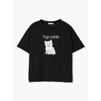 レースリボンネコプリントTシャツ