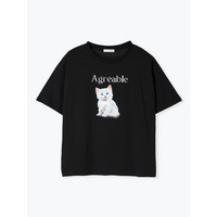 レースリボンネコプリントTシャツ