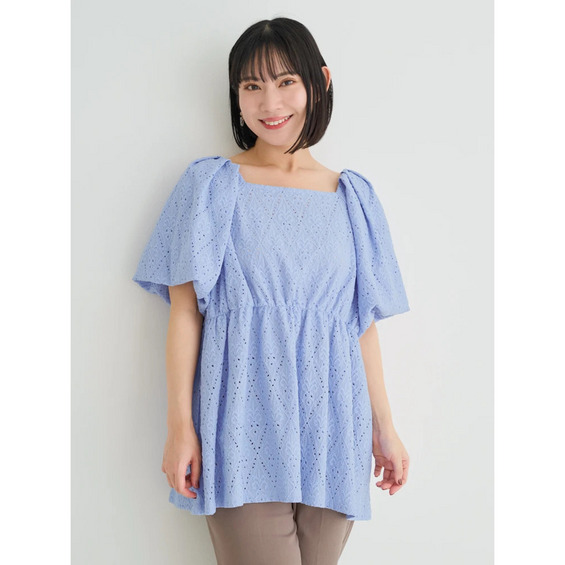 レースペプラムバルーンスリーブトップス【アリノマ/Alinoma】 レースペプラムバルーンスリーブトップス【アリノマ/Alinoma】