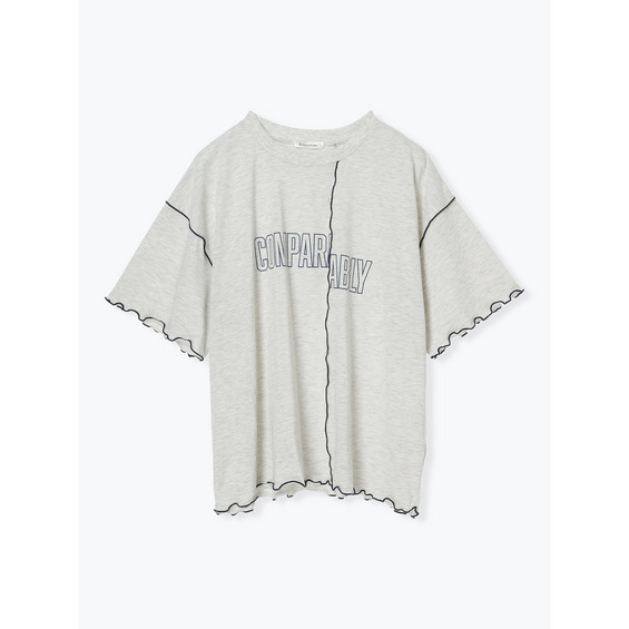 リメイク風ロゴプリントメローTシャツ【アリノマ/Alinoma】 リメイク風ロゴプリントメローTシャツ【アリノマ/Alinoma】