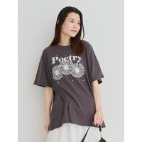 フラワー刺繍×ラインストーンTシャツ