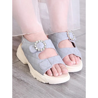 【la farfa SHOES/ラ・ファーファシューズ】ビジューバックル厚底スポーツサンダル