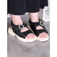 【la farfa SHOES/ラ・ファーファシューズ】ビジューバックル厚底スポーツサンダル