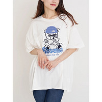 ニット帽クマ刺繍Tシャツ