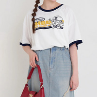 ハンバーガープリントリンガーTシャツ