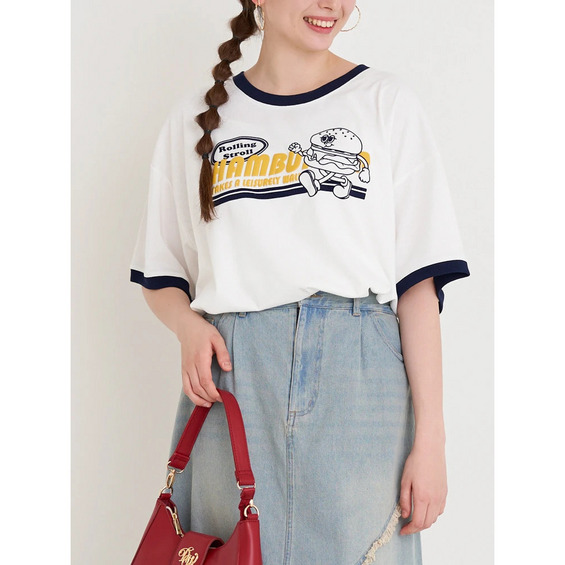 ハンバーガープリントリンガーTシャツ【アリノマ/Alinoma】 ハンバーガープリントリンガーTシャツ【アリノマ/Alinoma】