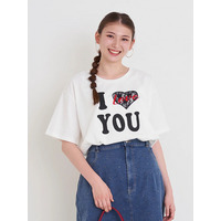 ハートレース刺繍ロゴプリントTシャツ