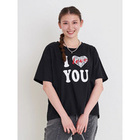 ハートレース刺繍ロゴプリントTシャツ