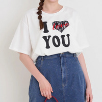ハートレース刺繍ロゴプリントTシャツ