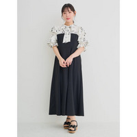 【WEB限定】花柄フリルボウタイブラウスドッキングワンピース