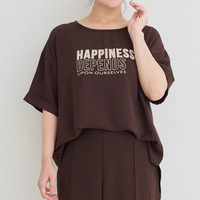 【接触冷感・吸水速乾】シボサテン５分袖ロゴTシャツ（セットアップ可）