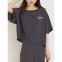 【接触冷感・吸水速乾】シボサテン胸ロゴTシャツ（セットアップ可）