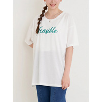 前後筆記体ロゴ刺繍Tシャツ