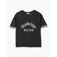 袖シアーロゴプリントTシャツ