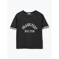 袖シアーロゴプリントTシャツ