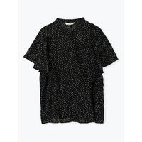 【接触冷感】フレアスリーブブラウス（無地・ドット柄）