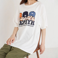 帽子×ネコTシャツ