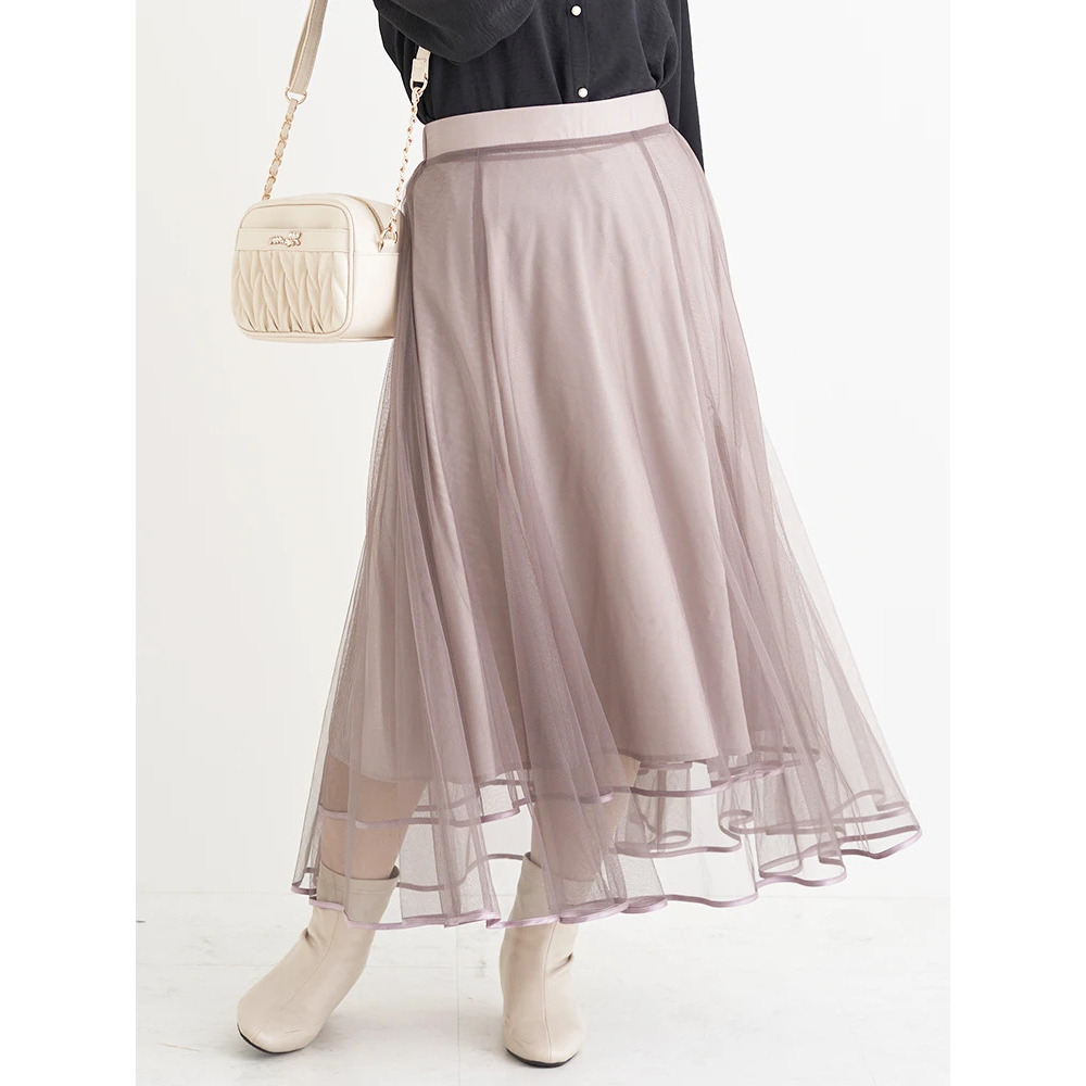 チュールパイピングマーメイドスカート1