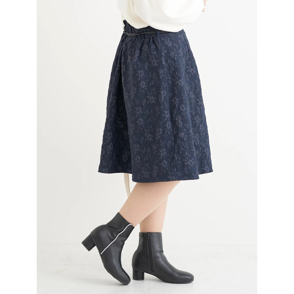 ベルト付き花柄ジャガードフレアスカート12