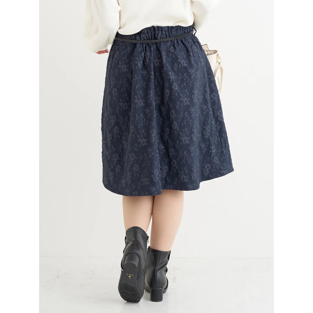 ベルト付き花柄ジャガードフレアスカート13